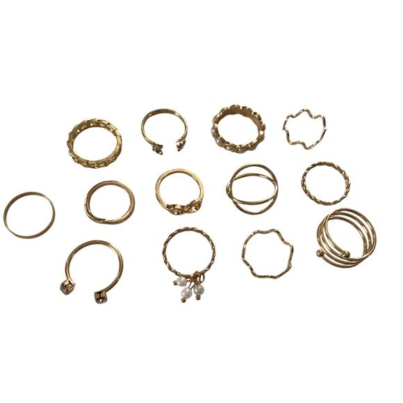 4471 NIP Set of 13 Gold Stacking Rings Bohemian Style Gold Ring Set - Picture 1 of 1